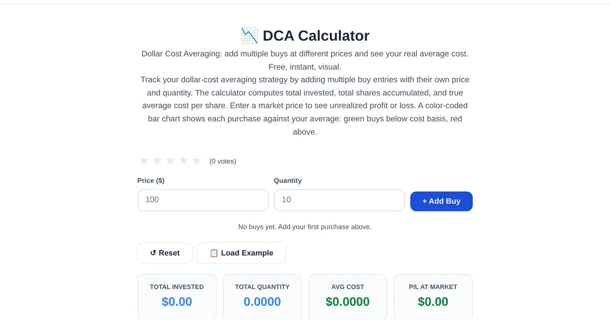 DCA Calculator — free online tool interface on ToolStand