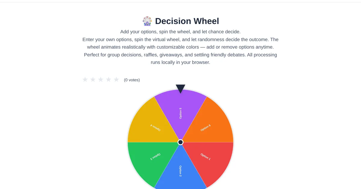 Decision Wheel โ free online tool interface on ToolStand