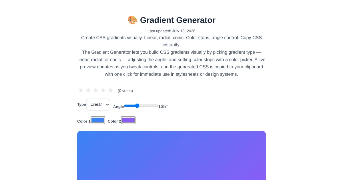 Gradient Generator โ free online tool interface on ToolStand