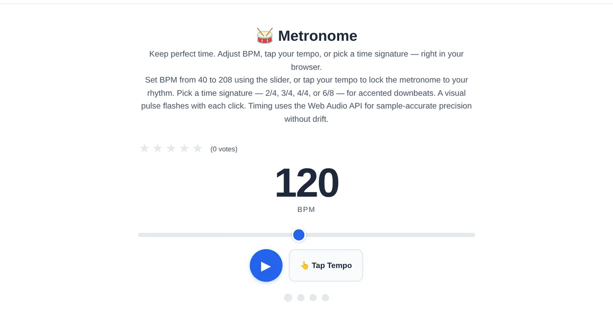 Metronome โ free online tool interface on ToolStand