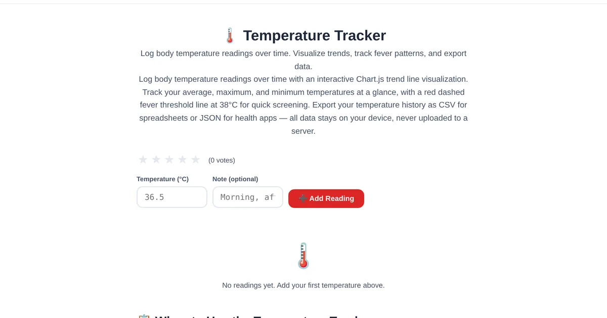 Temperature Tracker — free online tool interface on ToolStand